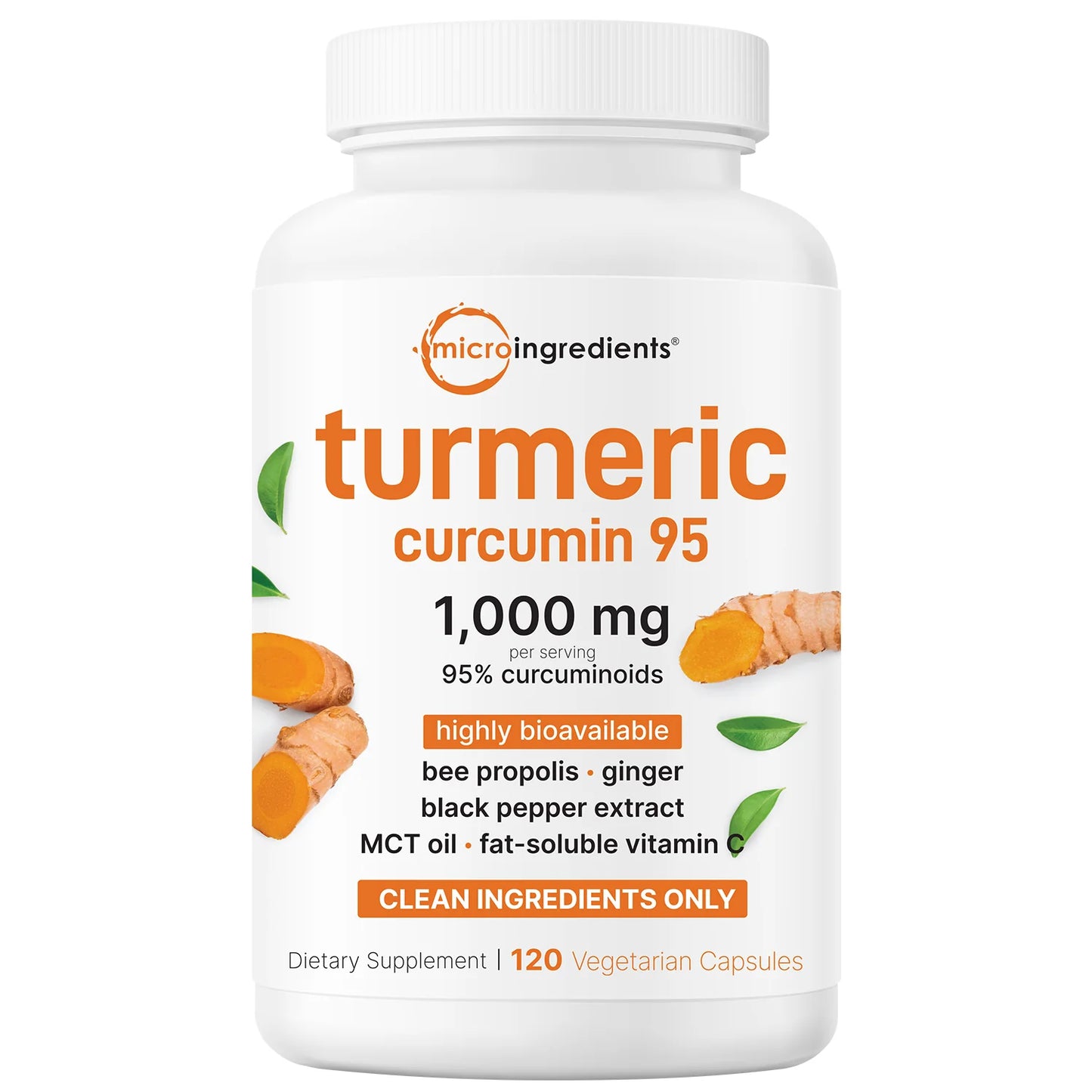 Micro Ingredients Turmeric Curcumin 1,000mg con MCT para alivio inflamatorio natural